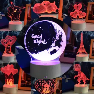 Led Meja Ilusi Foto Kustom Lampe Diwali Akrilik Anime Dasar 7 Warna Cahaya Creative untuk Anak-anak Visualisasi 3d Lampu