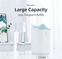 Humidificateur à double buse grande capacité, humidification silencieuse à faible niveau sonore (35 dB) avec conception anti-brûlure à sec