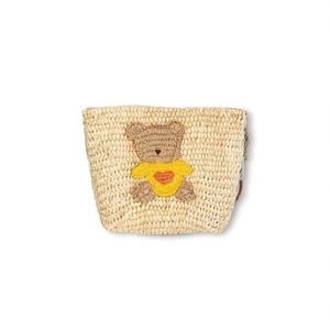 Borsa di paglia a forma di orso 12x14 cm con ricamo a forma di orso per bambini e ragazze - Product Image 1