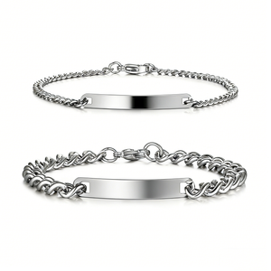 Cadena <span class=keywords><strong>de</strong></span> Joyería <span class=keywords><strong>de</strong></span> Acero Inoxidable <span class=keywords><strong>de</strong></span> Alta Gama, Resistente al Deslustre, Chapada en Oro <span class=keywords><strong>de</strong></span> 18K PVD, Barra Lisa Grabable, Pulsera para Parejas - Product Image 5