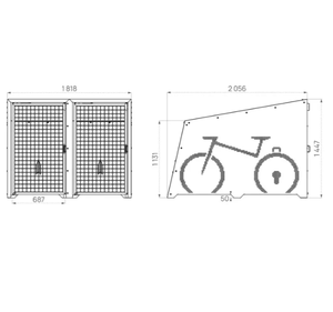 Gabinete Modular de Almacenamiento para Bicicletas de Acero Galvanizado en Caliente con Puerta de Malla, Casillero Seguro para 2 Bicicletas para Proyectos Públicos Municipales - Product Image 3