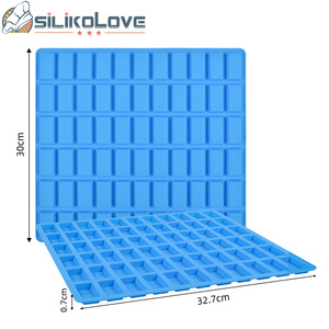 MUYULINS Factory 66-Cavity Rectangular LFGB Platinum Non-Stick BPA-Free <b>Silicone</b> Chocolate Mold - Product Image 3