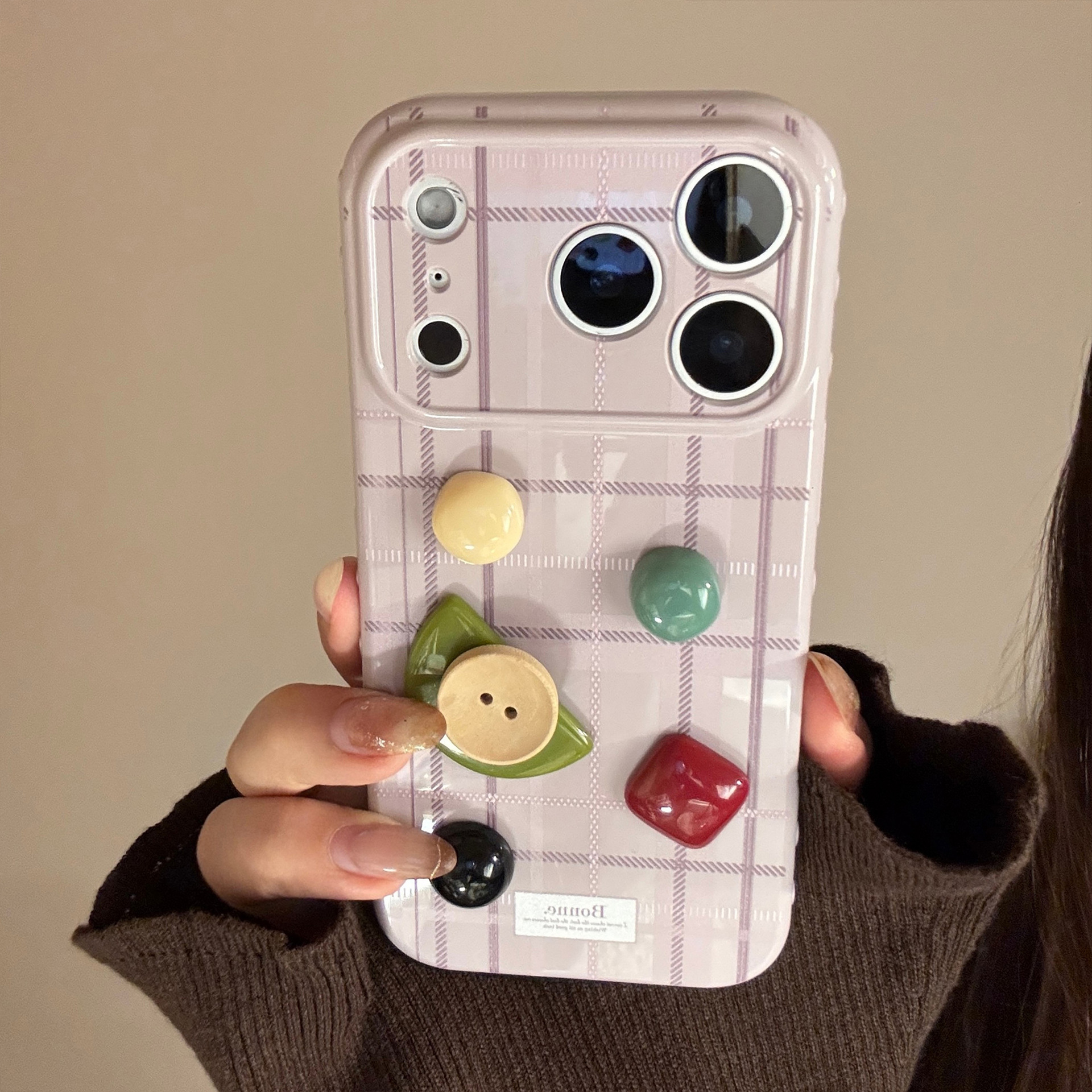 Blackberry Purple Purple Checkered 3D Irregular Green Button