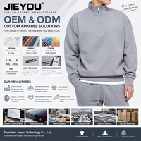 Ensemble de sweat-shirts personnalisés à col montant et quart de zip pour homme – Vêtements durables, teinture unie, coupe décontractée, épaules tombantes, pull demi-zip