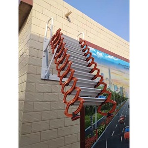 Échelle élévatrice télescopique pliante rétractable au design moderne fixée au mur pour la maison ou l'extérieur - Product Image 2