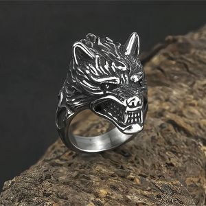 Men's Stainless Steel Wolf <b>Head</b> Ring Animal Shape Hip Hop <b>Style</b> Jewelry Gift - Product Image 2