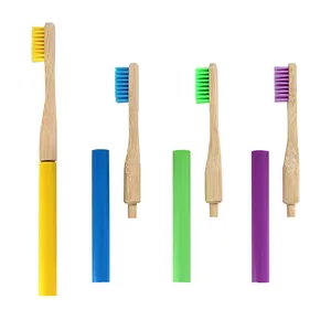Escova de dente de bambu para adultos, escova de dente de bambu envolvida individualmente destacável
