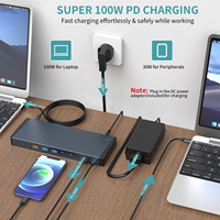 18 En 1 USB tipo C Hub dual HD DP VGA soporte más alto 4 pantallas externas USB 3,1 10Gbps Estación de acoplamiento tipo C hubs