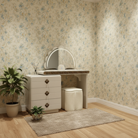 Coiffeuse en MDF pour hôtel et usage domestique avec miroir sur pied, tiroirs de rangement et tabouret assorti, personnalisable en usine