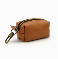 Porte-clés minimaliste en cuir avec fermeture éclair, porte-sacs à déjections canines, mini pochette de rangement pour sacs à déjections animales