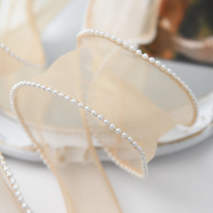 Nine-Colored Ribbon 6cm Pearl Fishtail Tulle Organza Ribbon Spool For Wedding Gift Wrapping Bouquet Decor - Product Image 4