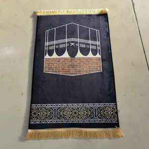 Tappeto moschea in velluto di cristallo personalizzato tappeto musulmano all'ingrosso coperta tappeto da preghiera con tappetino nappa