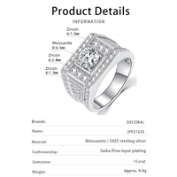 Bague de Fiançailles et de Cérémonie en Argent Sterling 925 avec Moissanite 1 Carat pour Homme et Femme, Collection Fine Joaillerie Étoile Deluxe