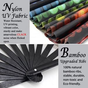 Abanico de Mano Plegable de Bambú con Diseño Reflectante UV de Alta Calidad para Fiestas y Eventos - Product Image 3
