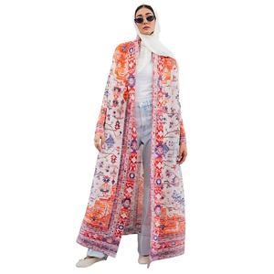 PROMISTAR modesto plisado largo cortavientos chaqueta otoño poliéster túnica impresa árabe mujer capa Medio Oriente musulmán Abaya - Product Image 5