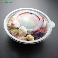 Vajilla gran oferta grado alimenticio Eco Biodegradable compostable Pla transparente personalizado Biodegradable plástico ensaladera conjunto con tapa