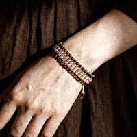 Bracelet en acier inoxydable plaqué or 18 carats, tissé à la main, style bohème, rouge rose, 19 cm, bijoux pour femmes, cadeau