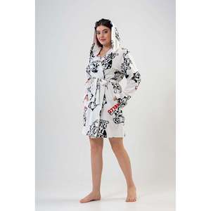 Bata corta con capucha de forro polar para mujer con bolsillos, sudaderas cómodas - Product Image 4