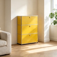 Mueble Modular Cerrado de 3 Niveles Estilo Bauhaus, Unidad de Almacenamiento con Puerta Abatible con Cerradura, Mueble Lateral Moderno para el Hogar