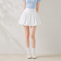 Jupe mini blanche bouffante pour femme, style Y2K, vêtements coréens, taille élastique large, ourlet froncé, jupe de fête extensible