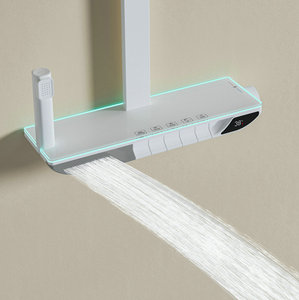 2024 nuovo stile design 5 funzioni pistola metallo colore grigio <span class=keywords><strong>doccia</strong></span> set con spettacolo di temperatura e illuminazione a LED ambiente - Product Image 6