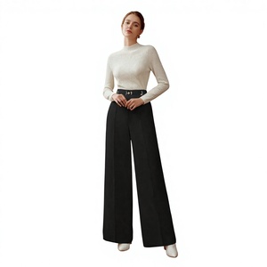 <span class=keywords><strong>Pantalones</strong></span> de Pierna Ancha de Verano de Lujo al por Mayor <span class=keywords><strong>para</strong></span> Mujer, de Spandex/Poliéster, de Cintura Alta, Negros, Drapeados y Resistentes a las Arrugas - Product Image 1