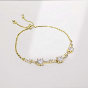 custom brass 18k gold plated zircon bracelet Everyday fashion adjustable Minimalist Geometric ladies hand bracelets - Product Image 1
