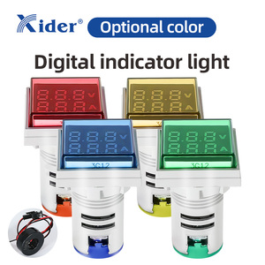 Amperímetro cuadrado de LED de 22mm con luces indicadoras digitales duales, color blanco, tipo 2" - Product Image 2