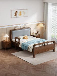 High Quality Solid Wood Nursing <b>Bed</b>, Safety Guardrail Upholstered <b>Bed</b> for Elderly Home Care Bedroom Furniture - Product Image 4