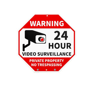 Videosorveglianza 24 ore su 24, segnale di avvertimento riflettente in alluminio per telecamera di sicurezza CCTV per affari domestici, segnale stradale riflettente - Product Image 2