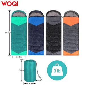 WOQI Seasonal Cool Weather Lightweight Camping Cotton Sleeping Bag Outdoor Adult Single Sleeping Bag