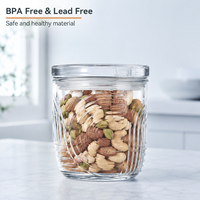 Vente en gros 500ml large bouche en relief Transparent hermétique café fantaisie cuisine bocaux en verre avec couvercle