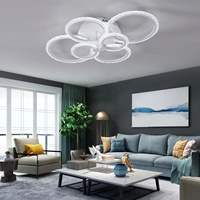 Nouvelle conception de lampes de maison, lampes de plafond rondes à LED en acrylique à 6 têtes, 74 W, montage en surface, pour salon