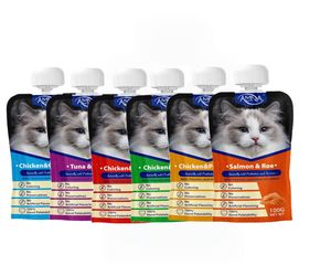 Sacchetto per beccuccio di marca AMNA <span class=keywords><strong>pasta</strong></span> alimentare OEM/ODM cibo per gatti umido nutriente e delizioso per gatti 100 g/borsa sapore di tonno + merluzzo - Product Image 5