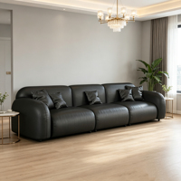Ensemble de canapé-lit moderne spacieux en cuir véritable avec rembourrage en éponge, design carré, expérience conviviale pour les loisirs en famille et l'accueil des invités