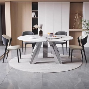 Cao cấp Kim Loại chân thiêu kết đá bàn ăn thiết lập hình chữ nhật dài bảng nhà hàng bảng cho 8 người - Product Image 3