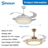 Ventilateur de plafond LED invisible avec lumière, télécommande, variateur d'intensité, moteur BLDC de 42 pouces, pour chambre à coucher, intérieur, qualité supérieure, best-seller OEM/ODM