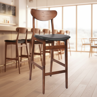 Tabouret de comptoir nordique moderne, cadre en bois massif pur, tabouret de bar haut, chaise de restaurant, cuisine, salle à manger, bar