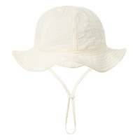 Muselina Bebé Sombrero para el sol UPF 50 + Protección solar Algodón Bebé Sombrero de cubo Sombreros de playa de verano con ala ancha para niña Niño