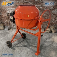 Mélangeurs à béton MHF 200L, mini mélangeur à ciment en acier, moteur à essence ou électrique, pour chantier de construction