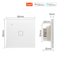 Interruptor de Luz Inteligente Táctil de Pared WiFi Tuya Estándar RU UE 1 2 3 4 Canales 86*86mm 220V Cristal Templado Compatible con Alexa para Smart Home
