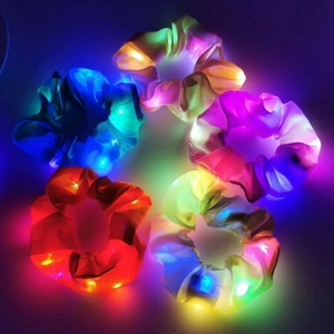 Glow in the Park LED Scrunchie Elastic Light-Up Hair Band for Kids Prize for Girls' Parties Promotional Party Supplies