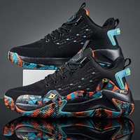 Chaussures de basket mi-hautes pour hommes, baskets en maille tricotée, amortissantes, antidérapantes, résistantes à l'usure, pour la compétition et l'entraînement, chaussures de sport