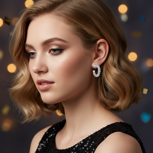 Giulia 14mm Trendy <b>Stud</b> <b>Earrings</b> for Women Hypoallergenic Hoop <b>Earrings</b> for Parties - Product Image 3