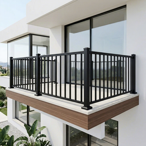 Rampe de balcon en métal noir, clôture de terrasse extérieure moderne, barres verticales robustes, garde-corps de sécurité extérieur pour la maison, design élégant, durable - Product Image 3