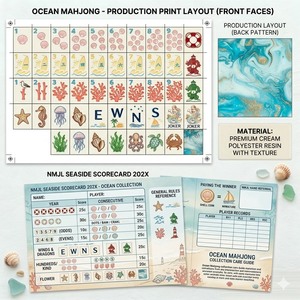 Tappetino Premium per Mahjong a Tema Oceanico, Antiriflesso, Resistente all'Acqua, Base Antiscivolo Rinforzata per Mahjong/Poker/Giochi da Tavolo - Product Image 3