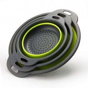 Plastic Collapsible Vegetable Fruit Washing Strainer Set of 3 Silicone Folding Collapsible <b>Sink</b> Filter Drain Basket <b>for</b> Kitchen - Product Image 1