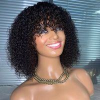 Perruque brésilienne courte bouclée afro kinky blonde sans colle, fabriquée à la machine, en cheveux humains vierges, coupe pixie