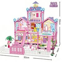 Kit de maison de poupée en plastique créatif, modèle de villa miniature à faire soi-même avec meubles, éclairage et accessoires, cadeau pour enfants