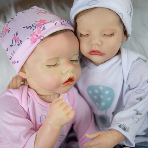 18inch 46cm AMZ Hot Bán Búp bê em bé trông giống như thực sự trẻ sơ sinh Cặp song sinh tái sinh bé búp bê mềm Silicone Cặp song sinh cậu bé và cô gái - Product Image 2